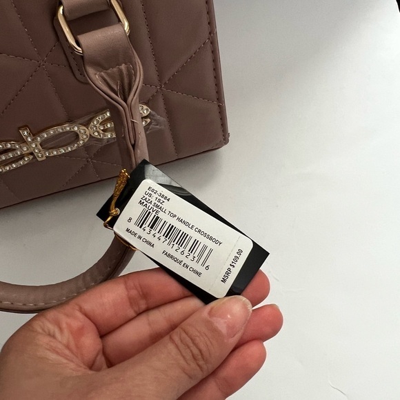 NWT BEBE Zaza Crystal Logo Mini Satchel Bag Pink - Picture 7 of 7